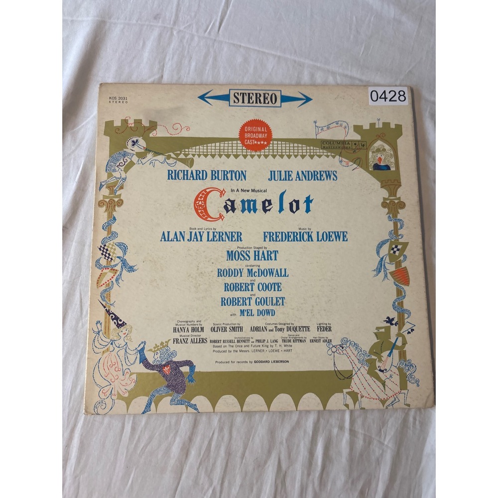 Columbia‎ Camelot Vinyl LP 12" Black Good Original Broadway Cast Stereo KOS 2031